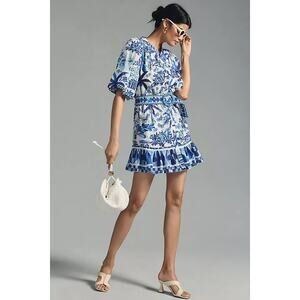 NEW NWT Farm Rio Sweet Rio Mini Dress Blue/White Size Small